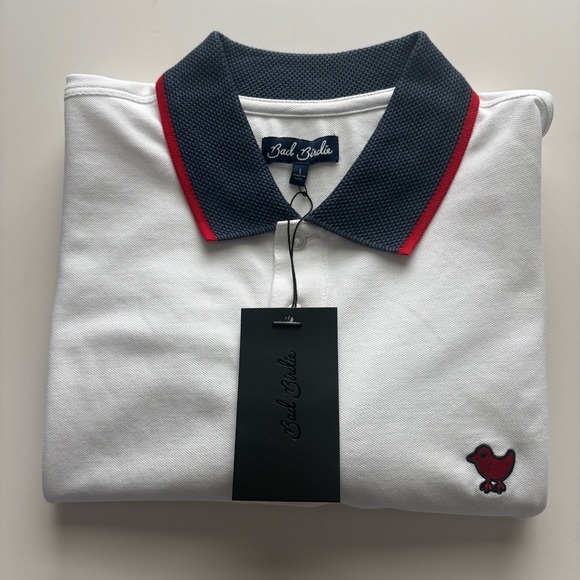 Men’s Bad Birdie Golf Red White & Bad Polo Shirt Large MSRP $84 - Picture 2 of 7